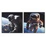 Cadre Home ESPRIT Bleu Noir Moderne Astronaute Laqué 100 x 4 x 100 cm (2 Unités)