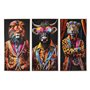 Cadre Home ESPRIT Jaune Bleu Noir Rose Animal Moderne Laqué 50 x 4 x 100 cm (3 Unités)