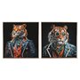 Cadre Home ESPRIT Noir Turquoise Tigre Laqué 60 x 3