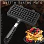 Gaufrier pour cuisinière, poêle à gaufres en fonte antiadhésive Double gaufriers belges pour le camping, la cuisson du petit-déj