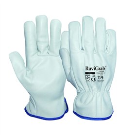 RuviGrab - Gant de travail en cuir de vache pleine fleur naturel - Gants de jardinage - Gants en cuir - Gants en cuir pour la co