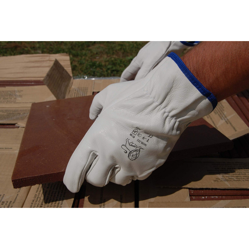 Image secondaire de RuviGrab - Gant de travail en cuir de vache pleine fleur naturel - Gants de jardinage - Gants en cuir - Gants en cuir pour la co