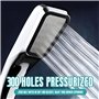 Pommeau de Douche Kit, Pommeau de Douche, Flexible en Acier Inoxydable de 1,5 m, Support Réglable, Surpresseur Eau Sous Pression