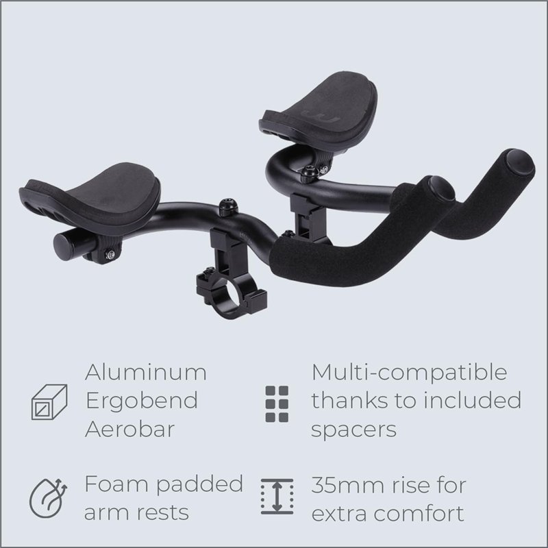 Image secondaire de BBB AeroComfort Barres Triathlon en Aluminium Aerobar Ergo-Bend pour Vélos de Route Cyclisme-Guidons, Noir, 25,4