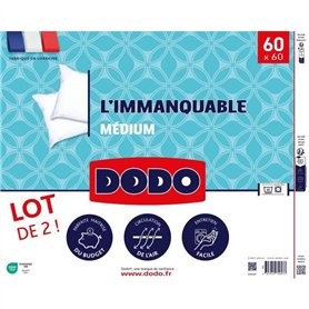 DODO - Lot de 2 oreillers - L'IMMANQUABLE - 60 x 60 cm - Blanc