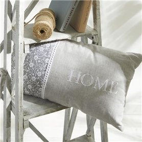 Coussin - TODAY - CHARME - Imprimé x Chambray x Broderie Capucine - 30 x 50 cm