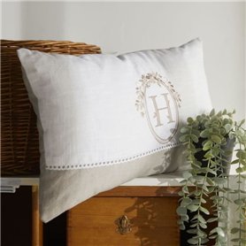 Coussin - TODAY - CHARME - Imprimé x Chambray x Broderie Berenice - 30 x 50 cm