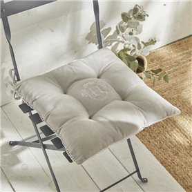 Assise matelassée - TODAY - CHARME - Chambray x Petite Broderie Berenice - 40 x 40 cm