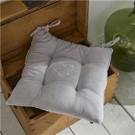 Assise matelassée - TODAY - CHARME - Chambray x Petite Broderie Constance - 40 x 40 cm
