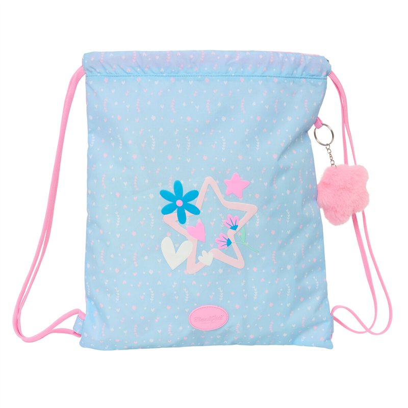 Sac à dos serré par des ficelles BlackFit8 Smile Bleu Rose 35 x 40 x 1 cm