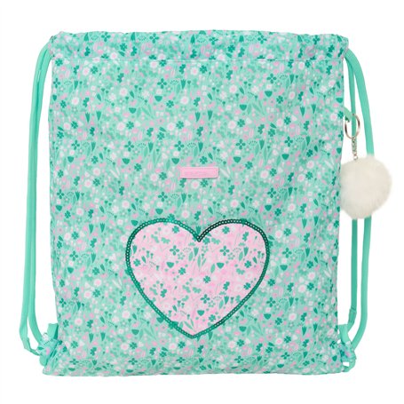 Sac à dos serré par des ficelles Safta Cuore Menthe 35 x 40 x 1 cm