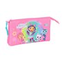 Trousse Fourre-Tout Triple Gabby's Dollhouse Confetti Rose Turquoise 22 x 12 x 3 cm
