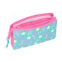 Trousse Fourre-Tout Triple Gabby's Dollhouse Confetti Rose Turquoise 22 x 12 x 3 cm