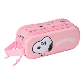 Trousse Fourre-Tout Double Snoopy Rose 21 x 8 x 6 cm 3D