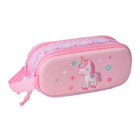 Trousse Fourre-Tout Double Safta Rose 21 x 8 x 6 cm 3D