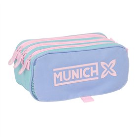 Trousse Fourre-Tout Triple Munich Mellow Bleu Rose Bleu ciel 21