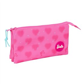 Trousse Fourre-Tout Triple Barbie Corazones Rose 22 x 12 x 3 cm