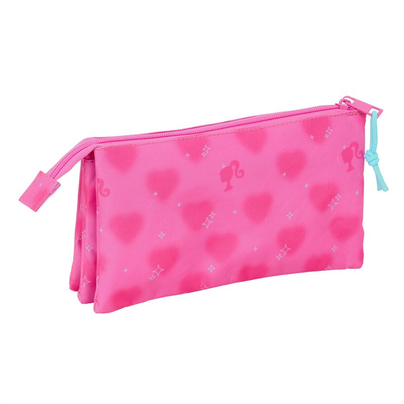 Image secondaire de Trousse Fourre-Tout Triple Barbie Corazones Rose 22 x 12 x 3 cm