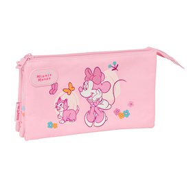 Trousse Fourre-Tout Triple Minnie Mouse Baby Rose 22 x 12 x 3 cm