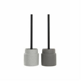 Brosse de salle de wc DKD Home Decor Gris clair Gris foncé Acier Grès Scandi 10 x 10 x 39 cm (2 Unités)