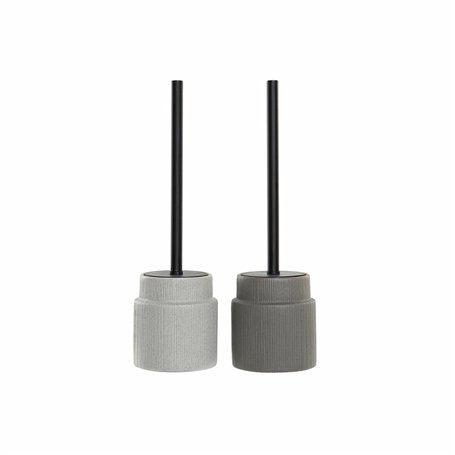 Brosse de salle de wc DKD Home Decor Gris clair Gris foncé Acier Grès Scandi 10 x 10 x 39 cm (2 Unités)