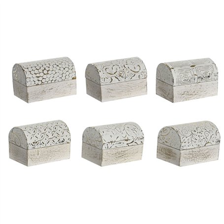 Boîte à bijoux DKD Home Decor Blanc Doré Aluminium Bois de manguier 7