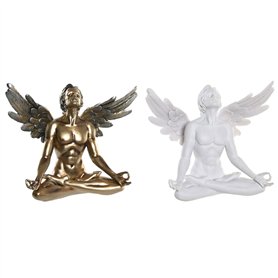 Figurine Décorative DKD Home Decor Blanc Doré Ange Néoclassique 31