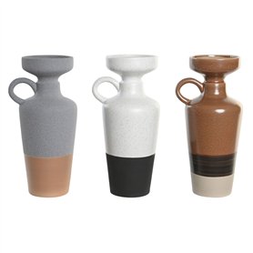 Vase DKD Home Decor Blanc Gris Terre cuite Porcelaine 13
