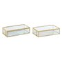 Boîte à bijoux DKD Home Decor Doré Métal Verre 20 x 11 x 5 cm 22 x 12 x 7 cm (2 Unités)