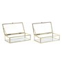 Boîte à bijoux DKD Home Decor Doré Métal Verre 20 x 11 x 5 cm 22 x 12 x 7 cm (2 Unités)