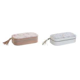 Boîte à bijoux DKD Home Decor Bleu Gris Camel Rose clair Polyuréthane Miroir 18