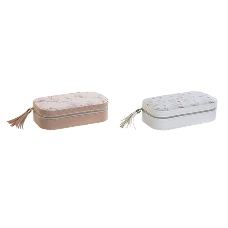 Boîte à bijoux DKD Home Decor Bleu Gris Camel Rose clair Polyuréthane Miroir 18