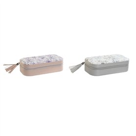 Boîte à bijoux DKD Home Decor Blanc Gris Lila Rose clair Polyuréthane Miroir 18