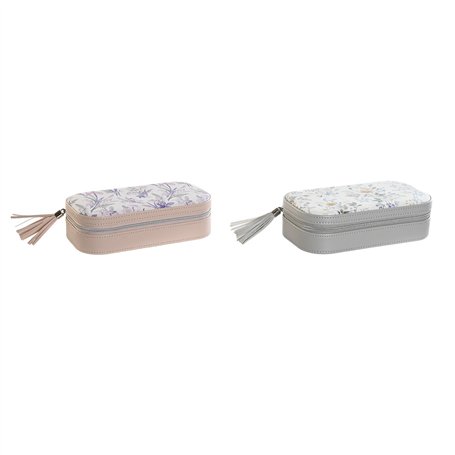 Boîte à bijoux DKD Home Decor Blanc Gris Lila Rose clair Polyuréthane Miroir 18