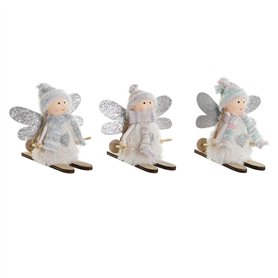 Décorations de Noël DKD Home Decor Blanc Gris Fée 12 x 8 x 10 cm (3 Unités)