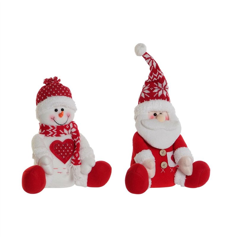 Décorations de Noël DKD Home Decor Blanc Rouge 24 x 14 x 30,5 cm (2 Unités)