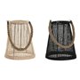 Bougeoir Home ESPRIT Noir Naturel Verre Corde 19 x 19 x 22 cm (2 Unités)