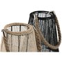 Bougeoir Home ESPRIT Noir Naturel Verre Corde 19 x 19 x 22 cm (2 Unités)