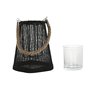 Bougeoir Home ESPRIT Noir Naturel Verre Corde 19 x 19 x 22 cm (2 Unités)