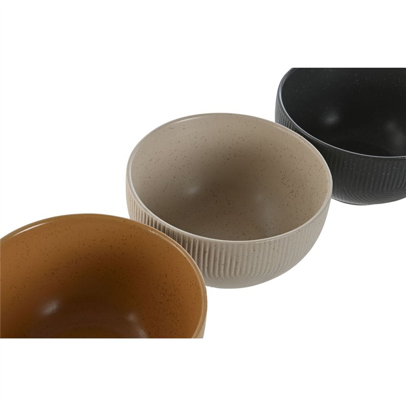 Bol Home ESPRIT Beige Gris Moutarde Terre cuite Grès Scandi 480 ml 14 x 14 x 7,5 cm (4 Unités)
