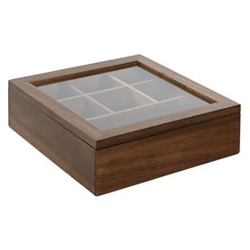 Boîte pour infusions Home ESPRIT Naturel Verre Bois d'acacia 20