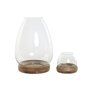 Bougeoir Home ESPRIT Marron Naturel Verre Bois de manguier 30 x 30 x 40 cm (2 Unités)