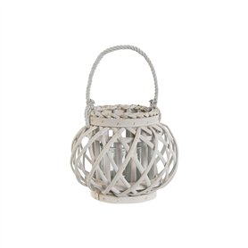 Bougeoir Home ESPRIT Blanc osier Verre 23 x 23 x 18 cm