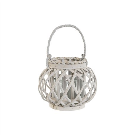 Bougeoir Home ESPRIT Blanc osier Verre 23 x 23 x 18 cm