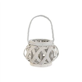 Bougeoir Home ESPRIT Blanc Bois Verre 18 x 18 x 13 cm