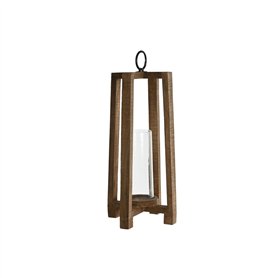 Bougeoir Home ESPRIT Naturel Verre Bois de manguier 27 x 27 x 54 cm