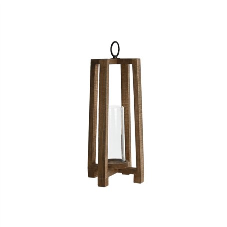 Bougeoir Home ESPRIT Naturel Verre Bois de manguier 27 x 27 x 54 cm