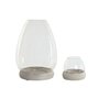 Bougeoir Home ESPRIT Blanc Naturel Verre Bois de manguier 30 x 30 x 40 cm (2 Unités)
