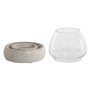 Bougeoir Home ESPRIT Blanc Naturel Verre Bois de manguier 30 x 30 x 40 cm (2 Unités)