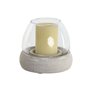 Bougeoir Home ESPRIT Blanc Naturel Verre Bois de manguier 30 x 30 x 40 cm (2 Unités)